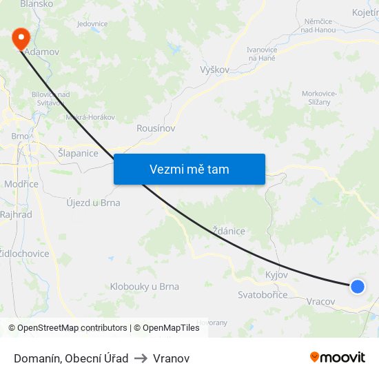 Domanín, Obecní Úřad to Vranov map