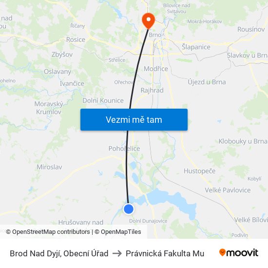 Brod Nad Dyjí, Obecní Úřad to Právnická Fakulta Mu map