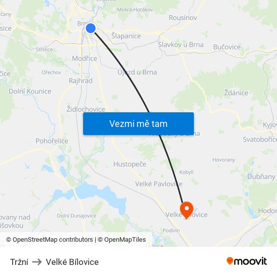 Tržní to Velké Bílovice map