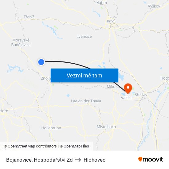 Bojanovice, Hospodářství Zd to Hlohovec map