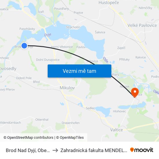 Brod Nad Dyjí, Obecní Úřad to Zahradnická fakulta MENDELU budova A map