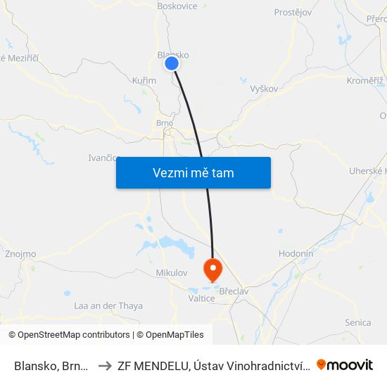 Blansko, Brněnská to ZF MENDELU, Ústav Vinohradnictví a vinařství map