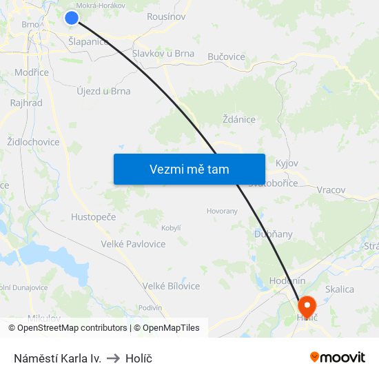 Náměstí Karla Iv. to Holíč map