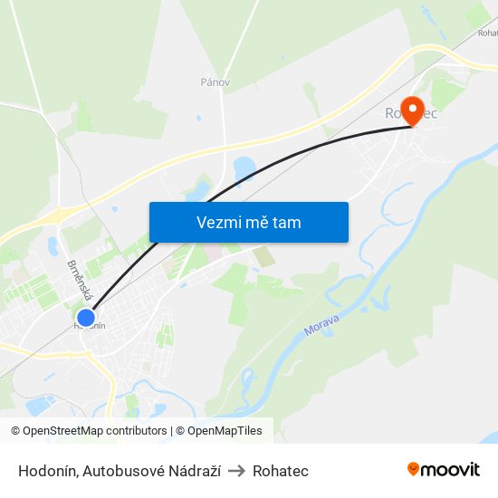 Hodonín, Autobusové Nádraží to Rohatec map