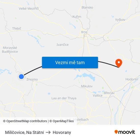 Milíčovice, Na Státní to Hovorany map