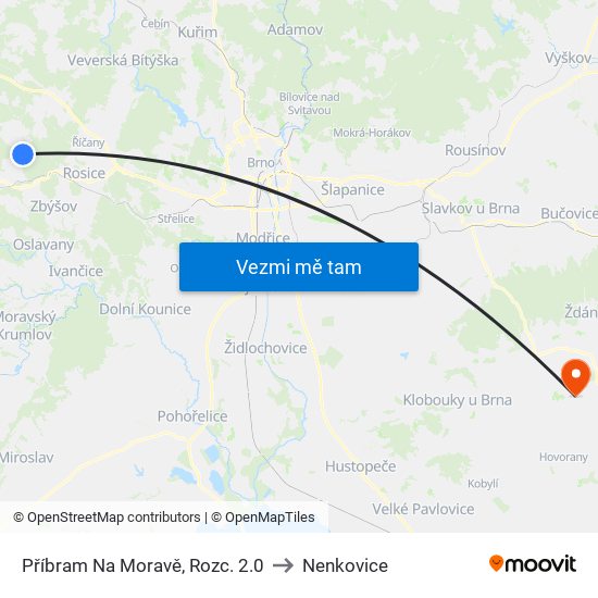 Příbram Na Moravě, Rozc. 2.0 to Nenkovice map