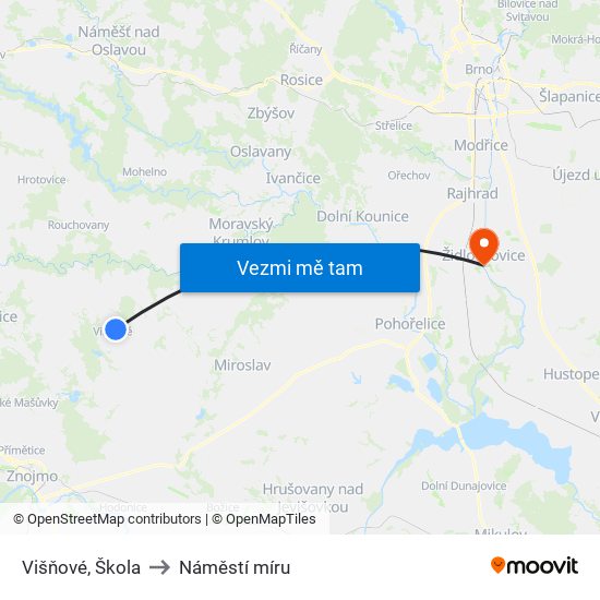 Višňové, Škola to Náměstí míru map