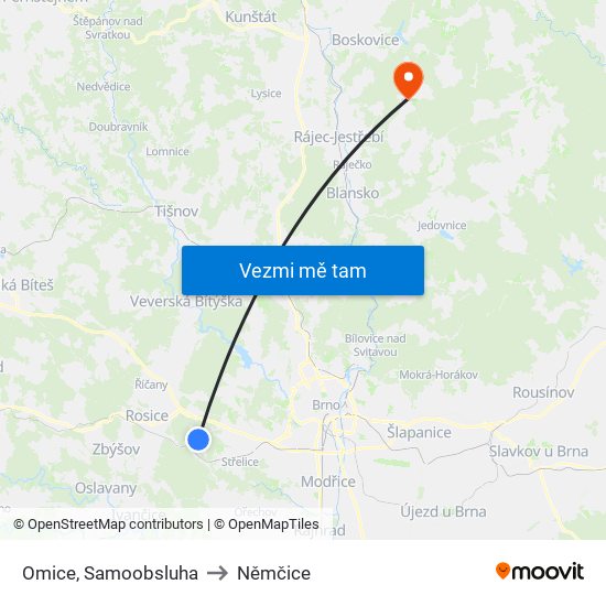 Omice, Samoobsluha to Němčice map