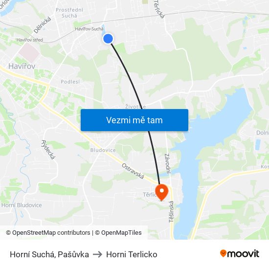 Horní Suchá, Pašůvka to Horni Terlicko map