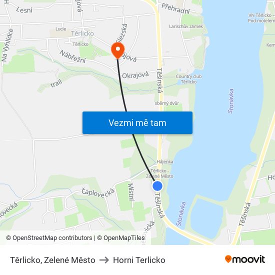 Těrlicko, Zelené Město to Horni Terlicko map