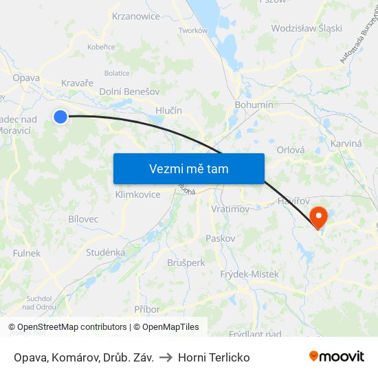 Opava, Komárov, Drůb. Záv. to Horni Terlicko map