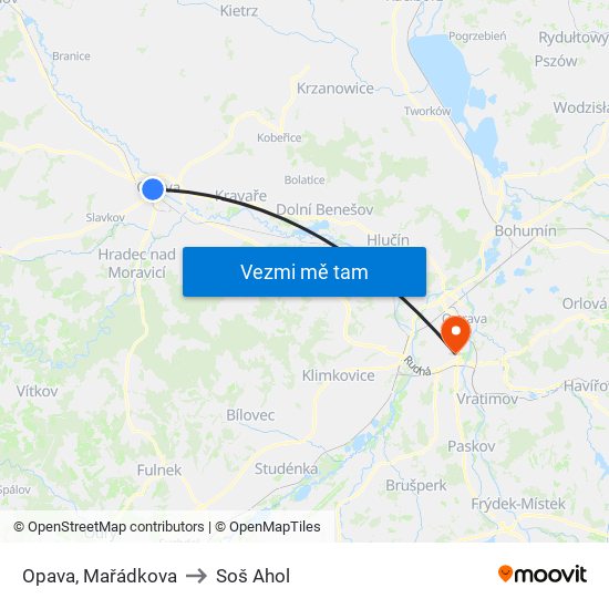 Opava, Mařádkova to Soš Ahol map