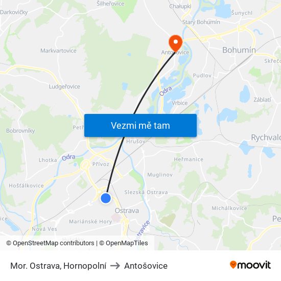 Mor. Ostrava, Hornopolní to Antošovice map