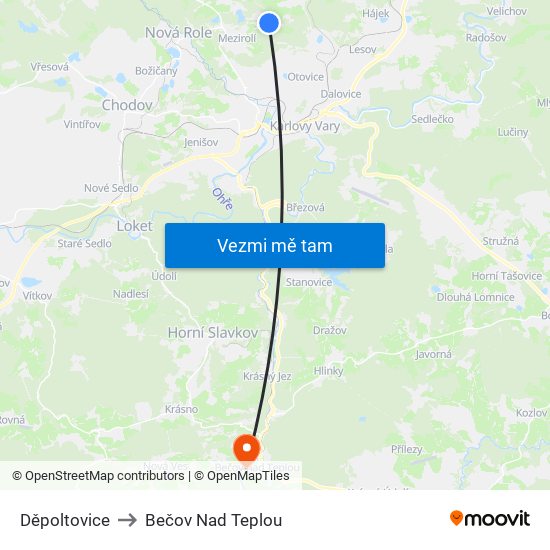 Děpoltovice to Bečov Nad Teplou map