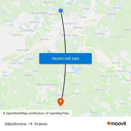 Děpoltovice to Krásno map