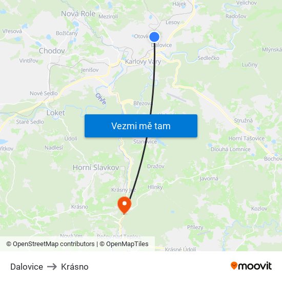 Dalovice to Krásno map