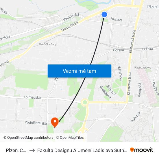 Plzeň, Can to Fakulta Designu A Umění Ladislava Sutnara map