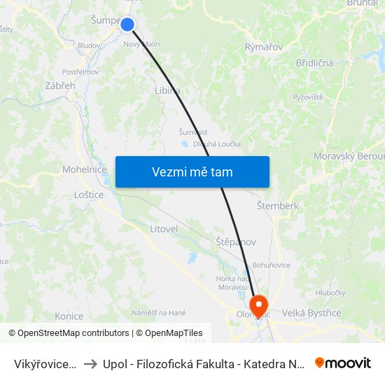 Vikýřovice U Penz. Z to Upol - Filozofická Fakulta - Katedra Nederlandistiky A Žurnalistiky map