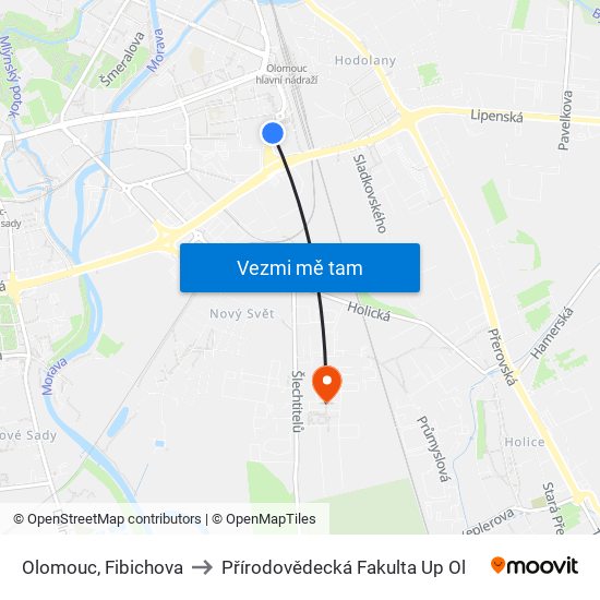 Olomouc, Fibichova to Přírodovědecká Fakulta Up Ol map