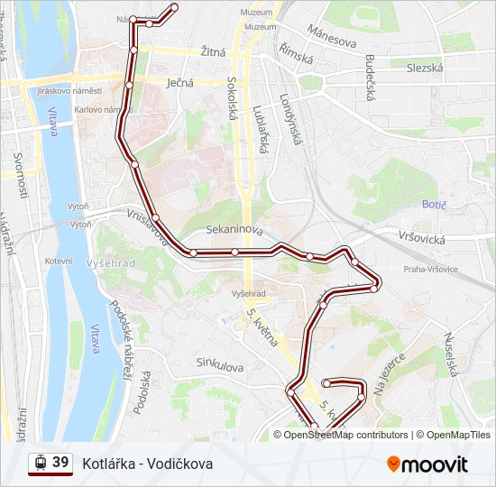 Трамвай 39: карта маршрута