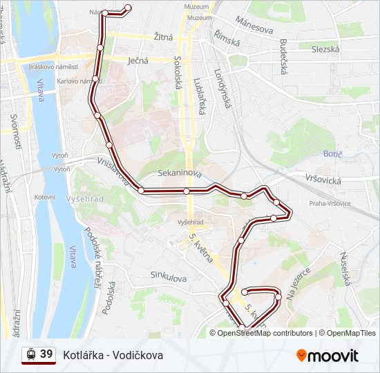 Трамвай 39: карта маршрута