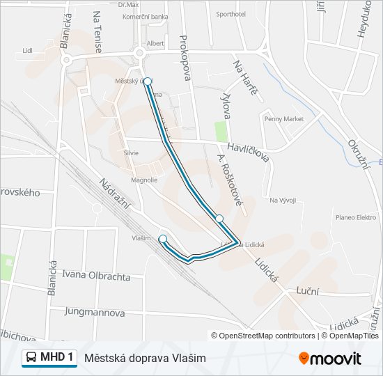 MHD 1 autobus Mapa linky