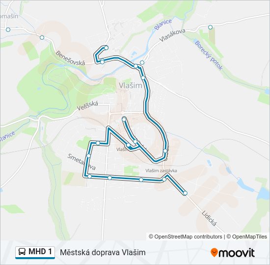 MHD 1 autobus Mapa linky