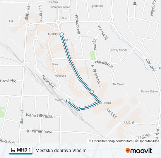 Автобус MHD 1: карта маршрута