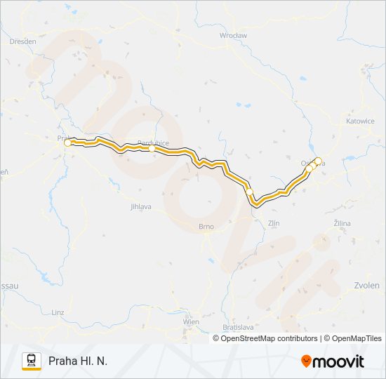 Поезд RJ 101022: карта маршрута
