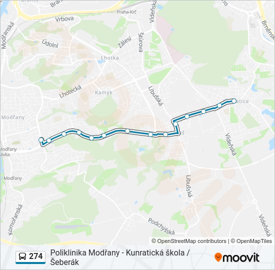 Автобус 274: карта маршрута