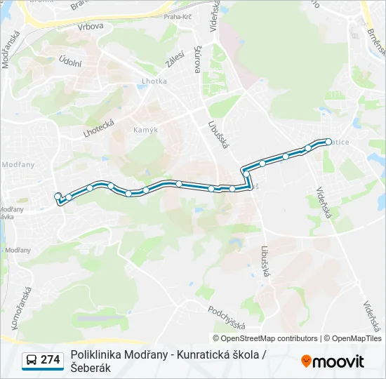 Автобус 274: карта маршрута