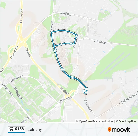 X158 Bus Line Map