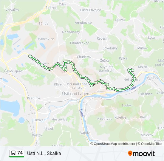 74 autobus Mapa linky