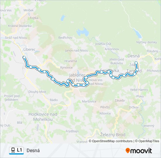 Поезд L1: карта маршрута