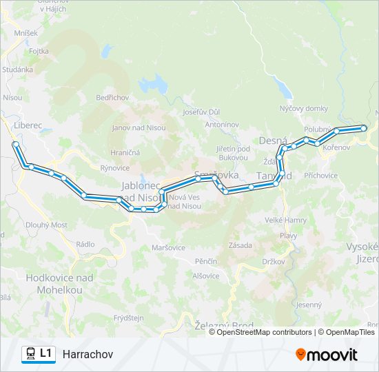 Поезд L1: карта маршрута
