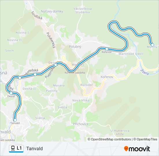 L1 vlak Mapa linky