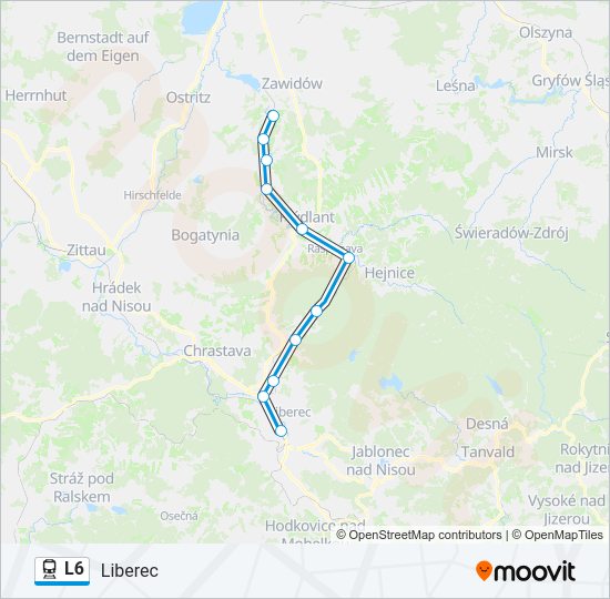 Поезд L6: карта маршрута