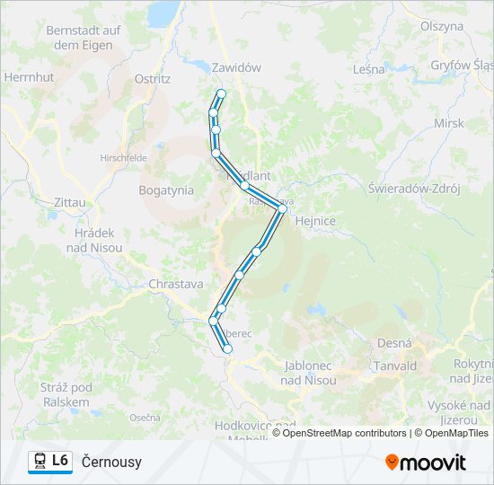 Поезд L6: карта маршрута