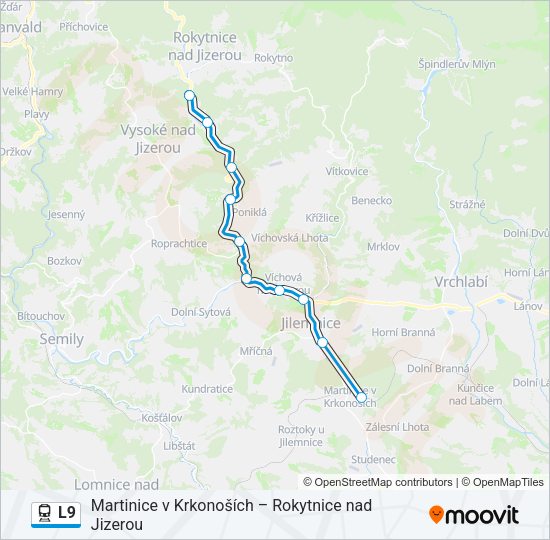 Поезд L9: карта маршрута