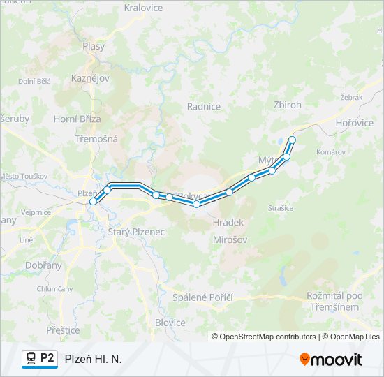 Поезд P2: карта маршрута