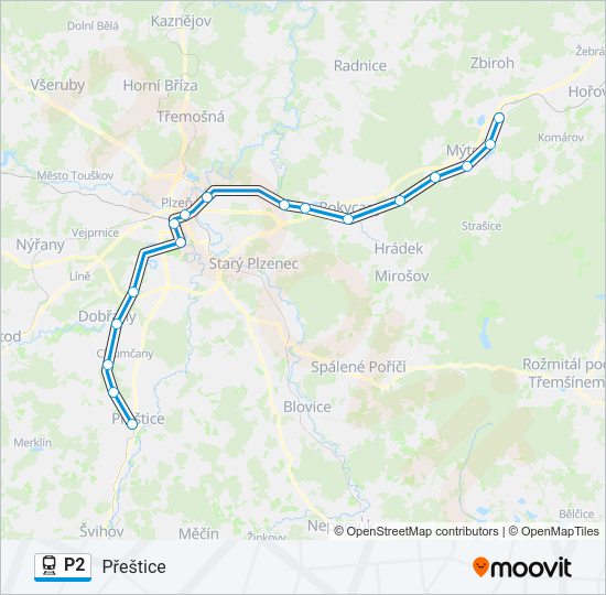 Поезд P2: карта маршрута