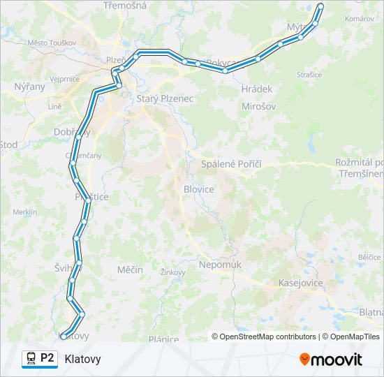 Поезд P2: карта маршрута