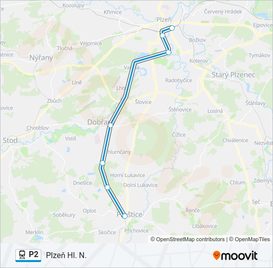 Поезд P2: карта маршрута