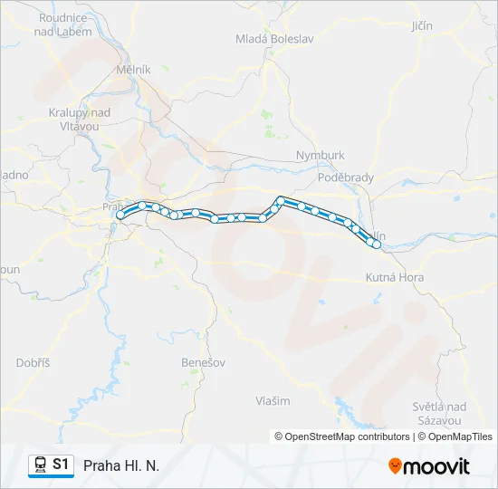S1 vlak Mapa linky