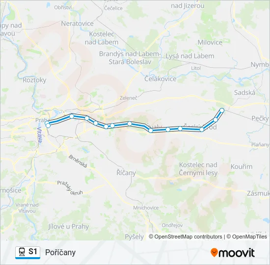 S1 vlak Mapa linky