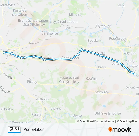 S1 vlak Mapa linky