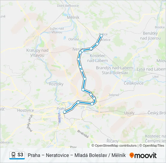 S3 vlak Mapa linky