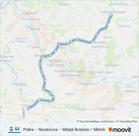 Поезд S3: карта маршрута