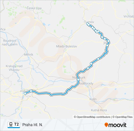 Поезд T2: карта маршрута