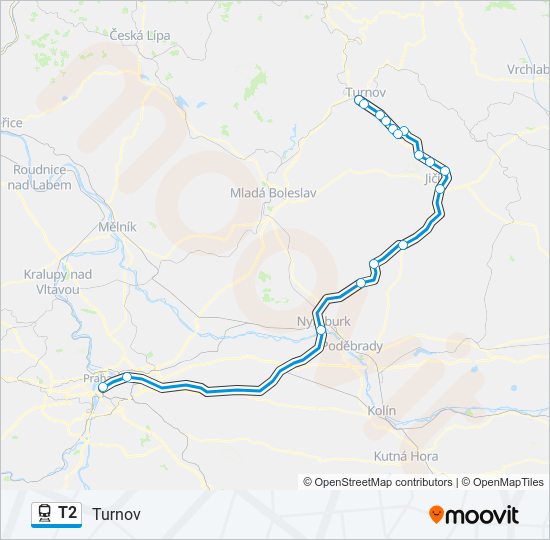 Поезд T2: карта маршрута